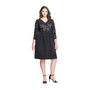 Eliza J Scalloped Black Lace Bodice Fit & Flare Dress  Size 22 New